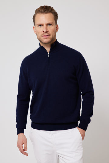 Cashmere Half Zip Jumper - Navy