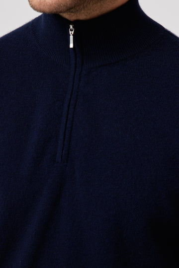 Cashmere Half Zip Jumper - Navy