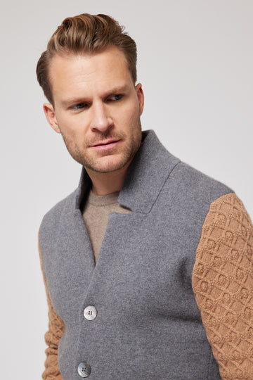 Cashmere Cardigan - Grey & Camel