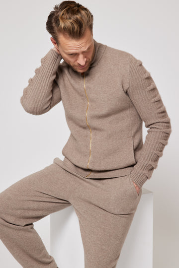 Cashmere Full Zip Cardigan - Camel