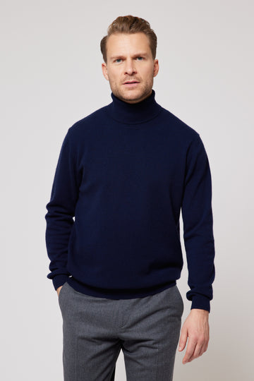 Cashmere Roll Neck Jumper - Navy