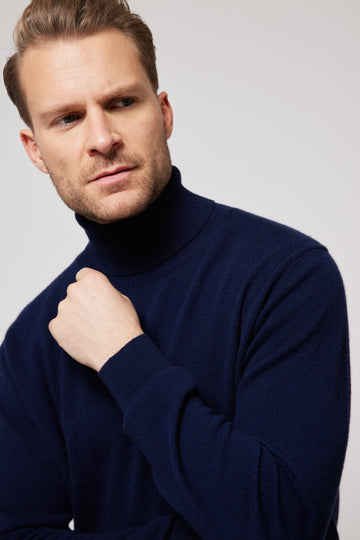 Cashmere Roll Neck Jumper - Navy