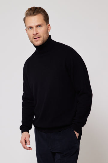 Cashmere Roll Neck Jumper - Black