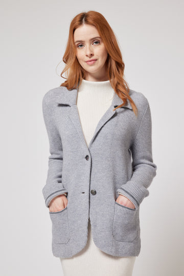 Cashmere Knitted Blazer - Grey