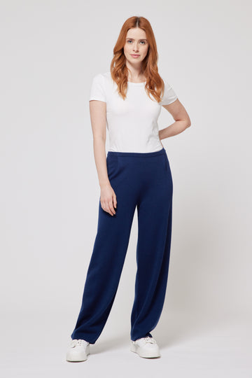 Silk & Cashmere Knitted Trousers - Blue