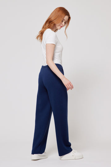 Silk & Cashmere Knitted Trousers - Blue