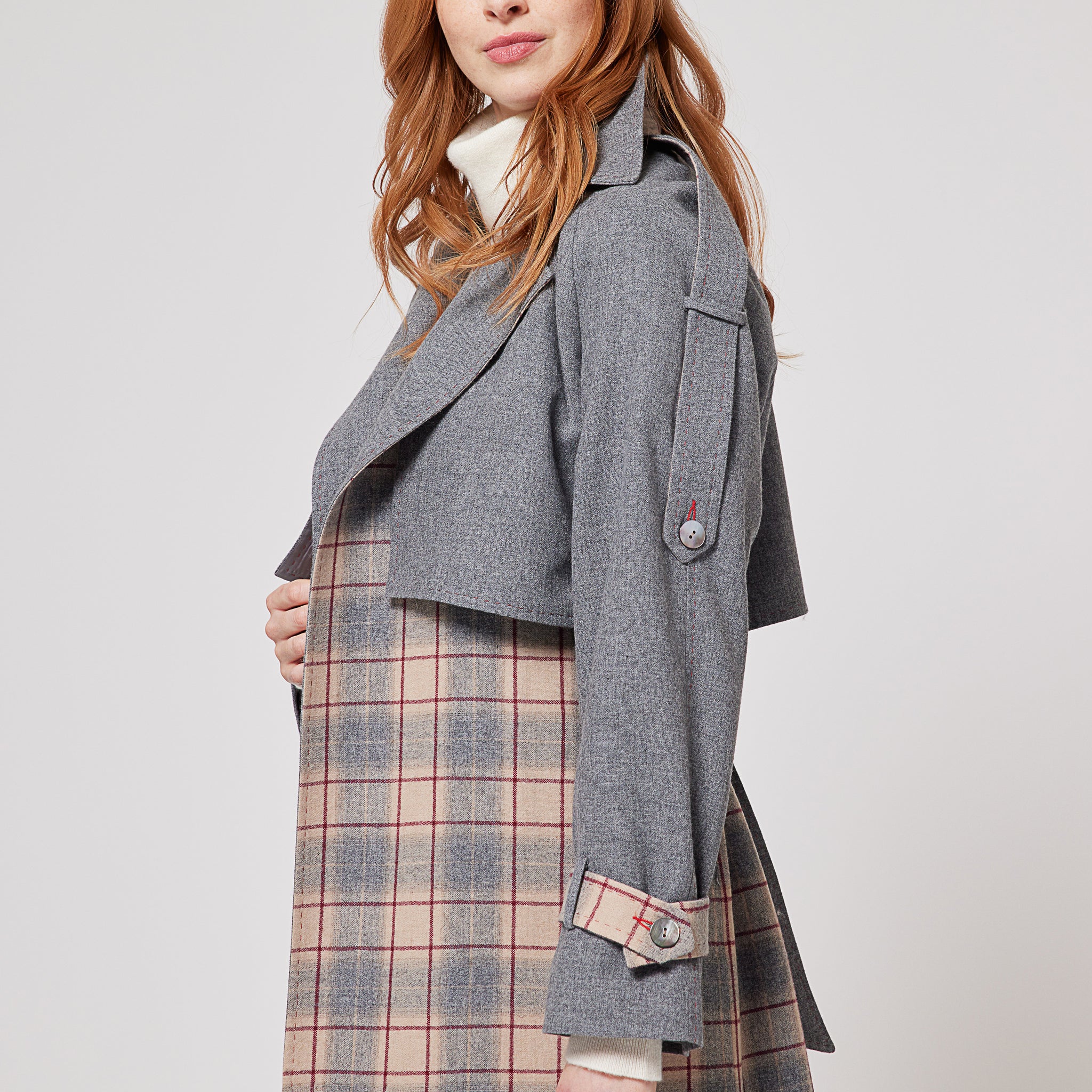 Bogd Cashmere Trench Coat - Grey & Pink