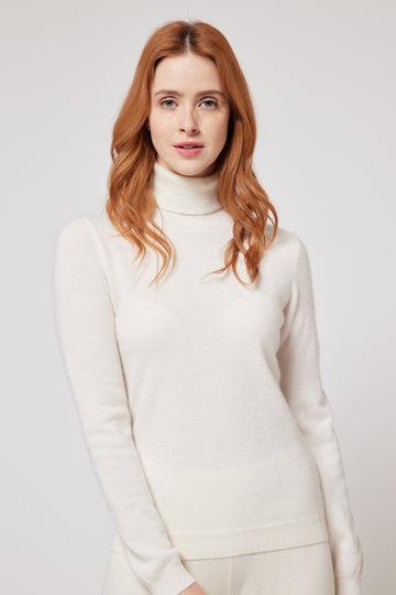 Cashmere Classic Roll Neck Jumper - White