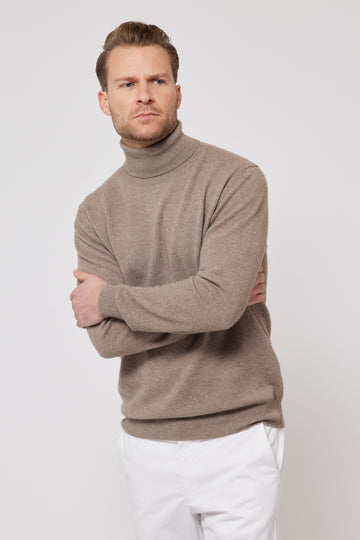 Cashmere Roll Neck Jumper - Camel