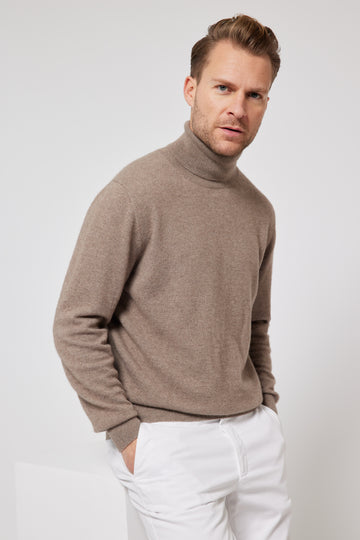 Cashmere Roll Neck Jumper - Camel