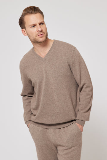 Cashmere V-Neck Jumper - Camel