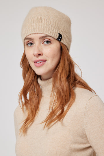 Cashmere Fitted Beanie - Cream