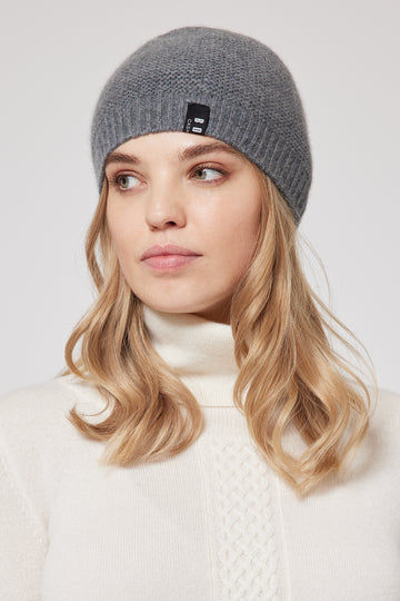Cashmere Fitted Beanie - Grey