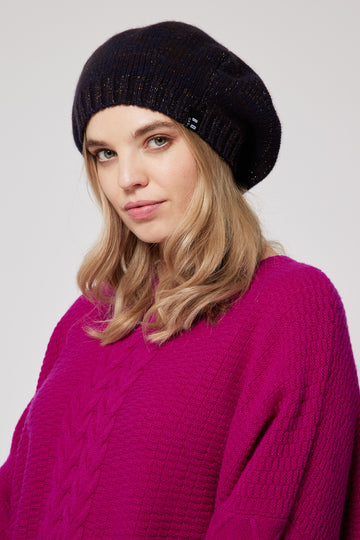 Cashmere Fine Ribbed Beret - Dark Brown