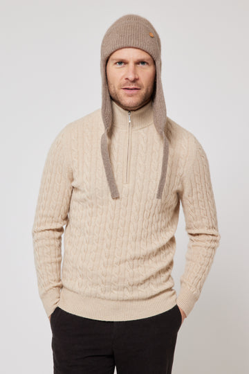 Cashmere Bomber Hat - Camel