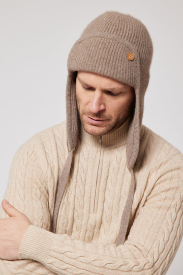 Cashmere Bomber Hat - Camel