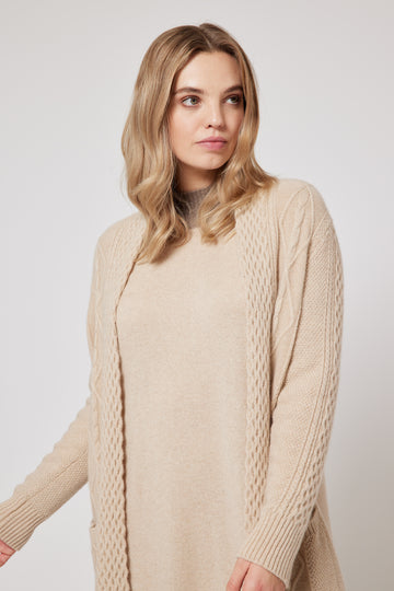 Cashmere Cable Knit Coat - Cream