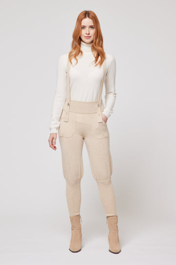 Cashmere Trousers With Braces - Cream
