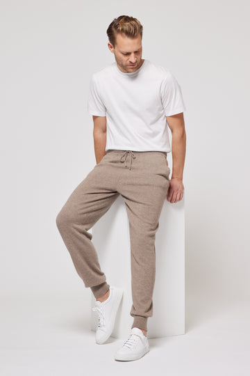 Cashmere Knitted Joggers - Camel
