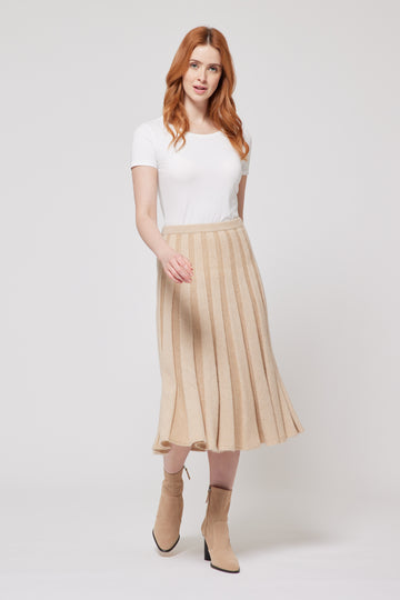 Cashmere Pleated Skirt - Cream