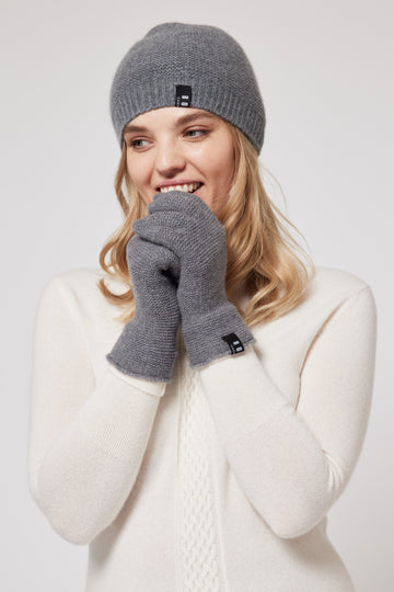 Cashmere Fine Knit Gloves - Grey