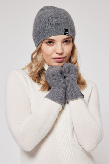 Cashmere Fine Knit Gloves - Grey