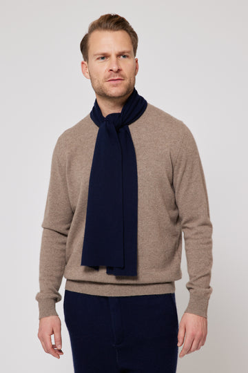 Cashmere Fine Knit Scarf - Navy