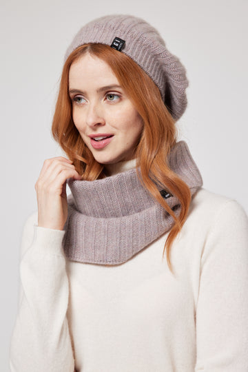 Cashmere Ribbed Snood - Taupe