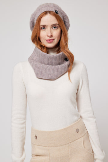 Cashmere Ribbed Snood - Taupe