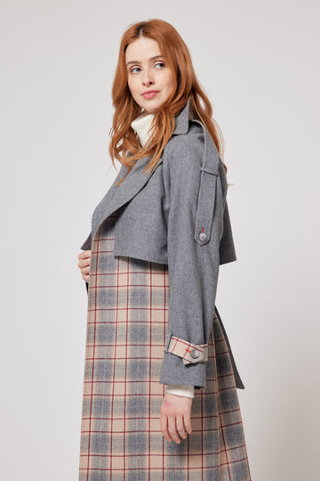 Cashmere Trench Coat - Grey & Pink